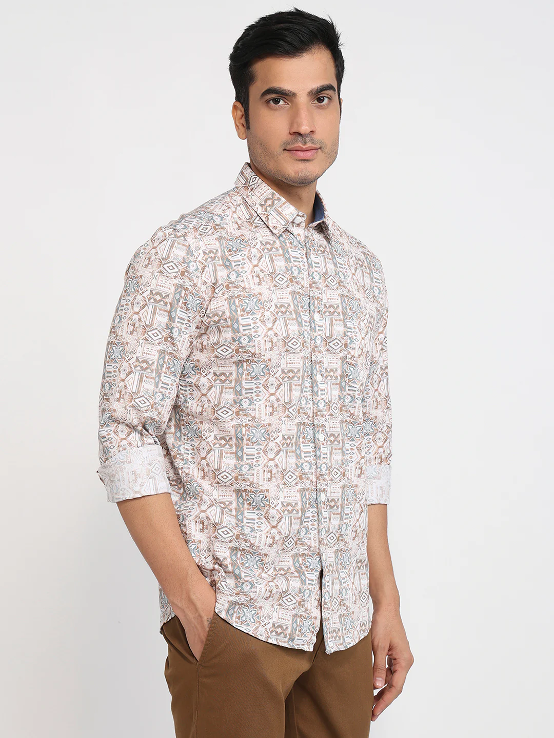 Parx Men Slim Fit Print Pattern Pure Cotton Full Sleeve Casual Shirt - Image 3