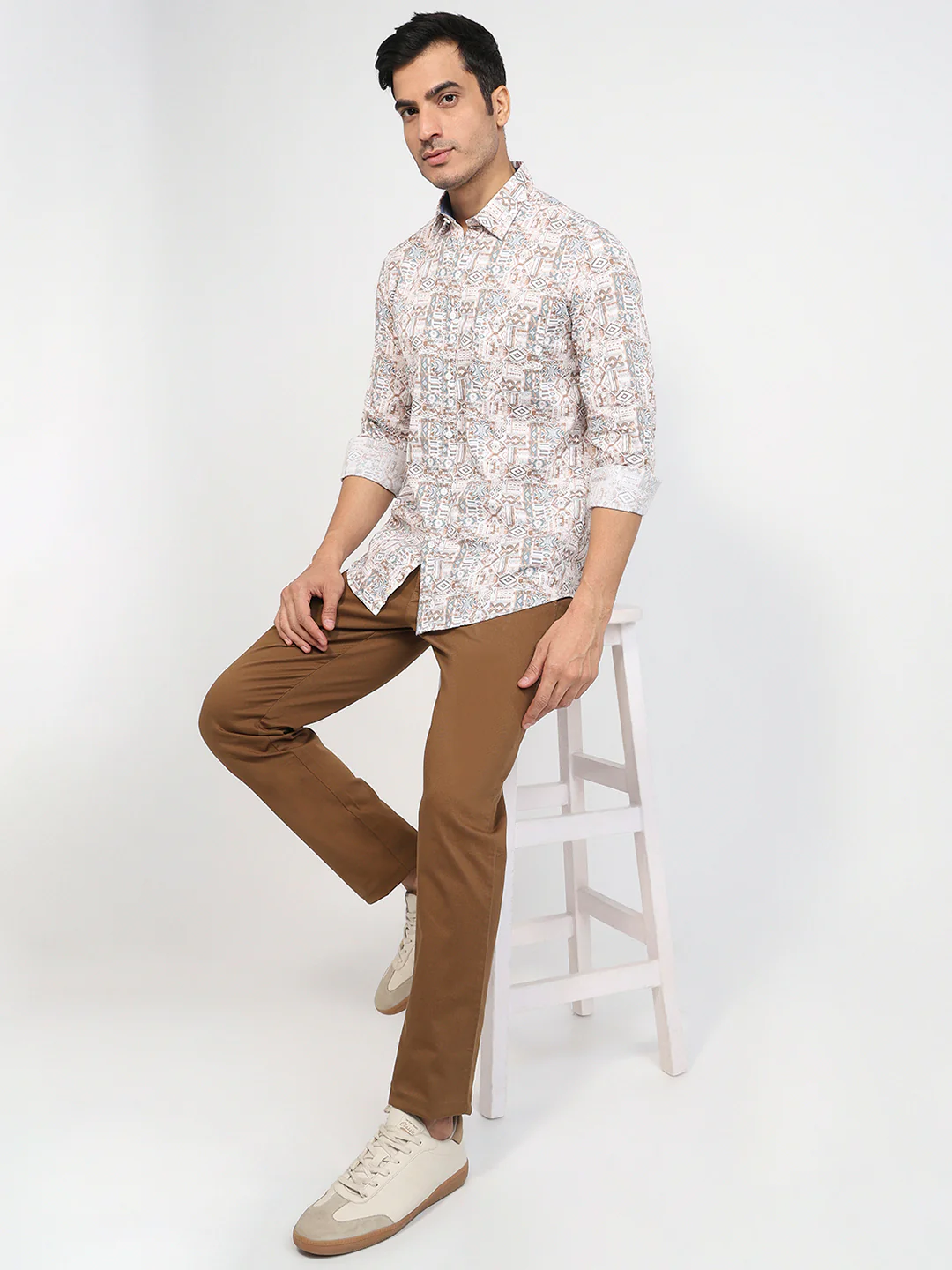 Parx Men Slim Fit Print Pattern Pure Cotton Full Sleeve Casual Shirt - Image 5