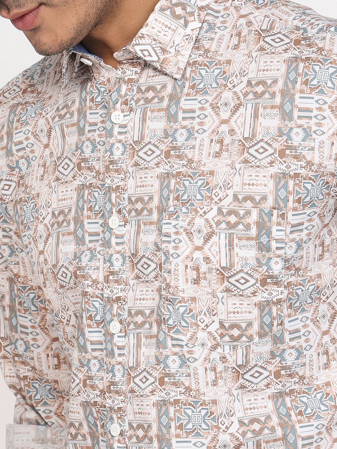 Parx Men Slim Fit Print Pattern Pure Cotton Full Sleeve Casual Shirt - Image 6