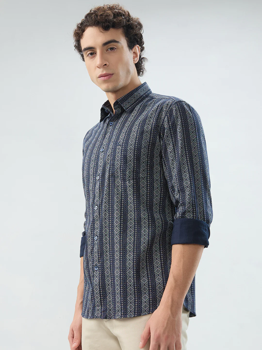 Parx Men Slim Fit Print Pattern Pure Cotton Full Sleeve Casual Shirt - Image 3