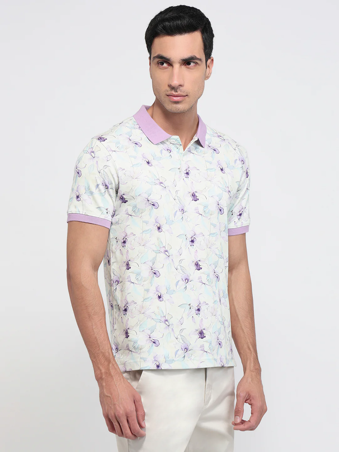 Parx Men Violet Regular Fit Print Polo Neck Collar T-Shirt - Image 3