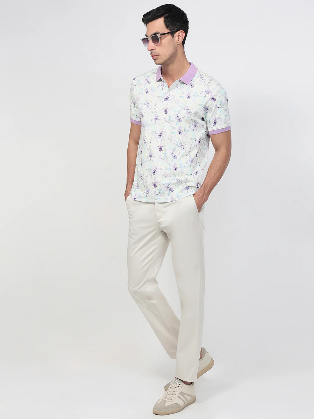 Parx Men Violet Regular Fit Print Polo Neck Collar T-Shirt - Image 5