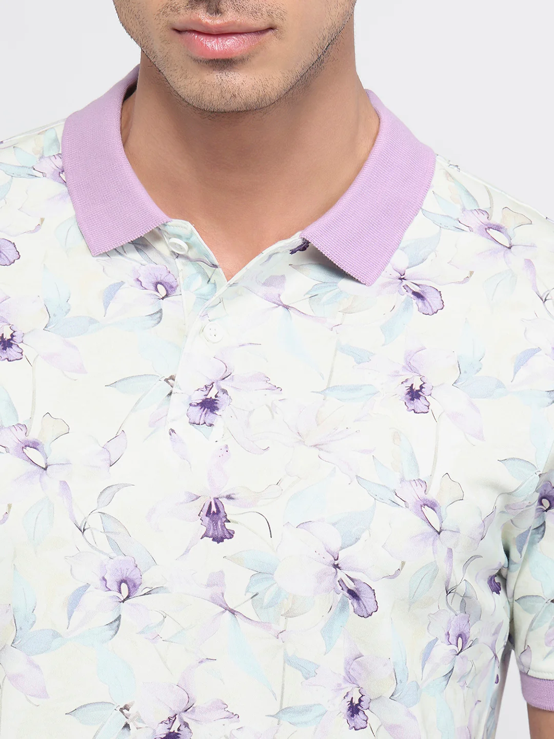Parx Men Violet Regular Fit Print Polo Neck Collar T-Shirt - Image 6
