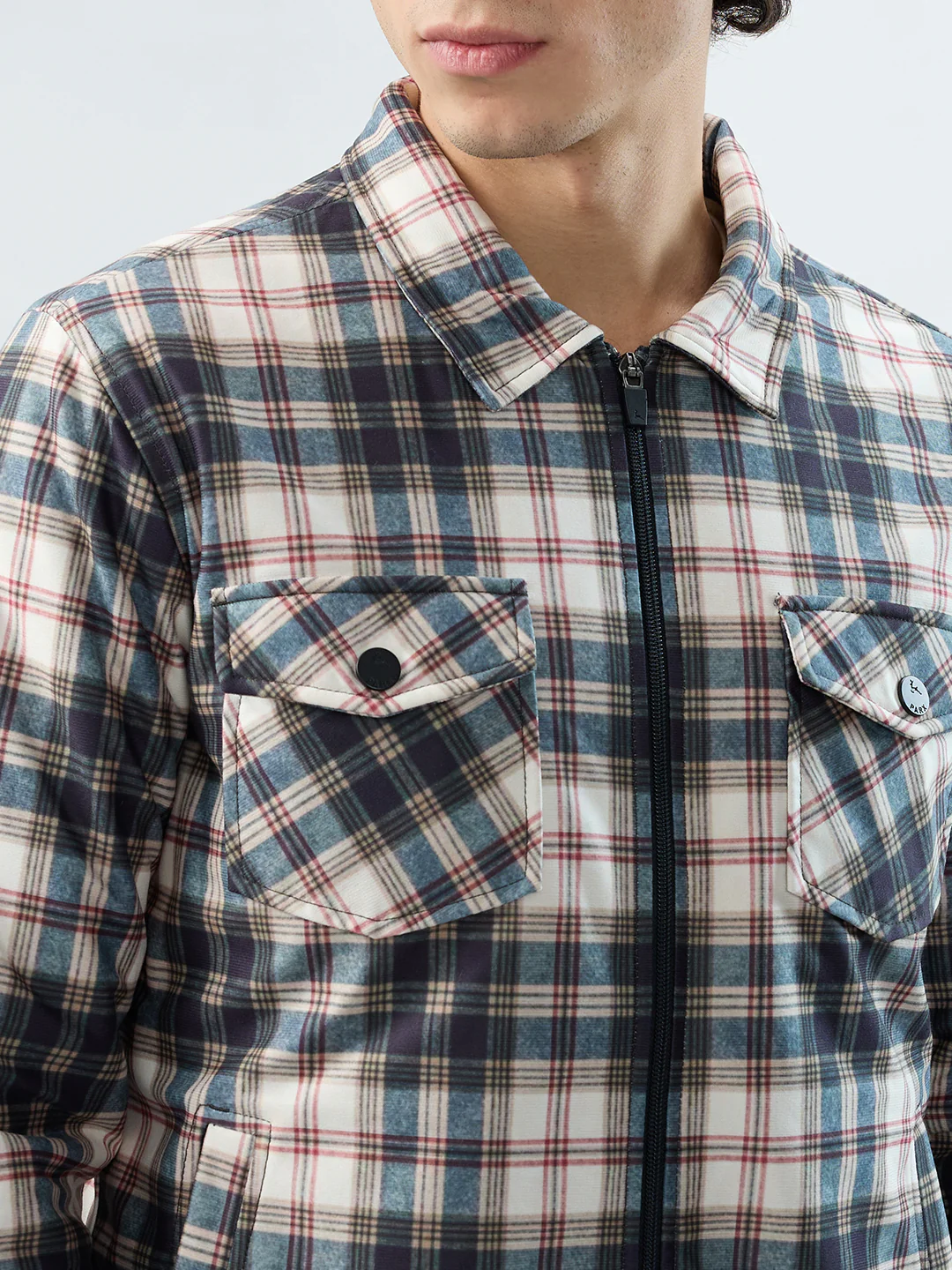 Parx Men White Checks Polyester Jacket/Winterwear - Image 6