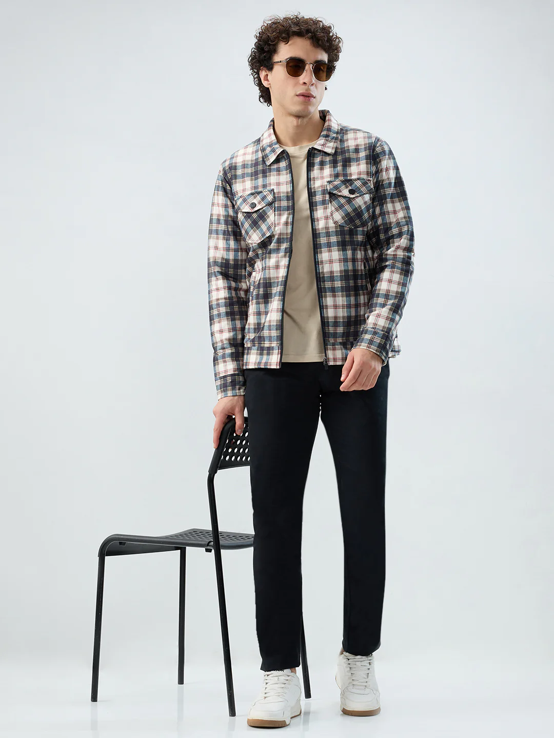 Parx Men White Checks Polyester Jacket/Winterwear - Image 7