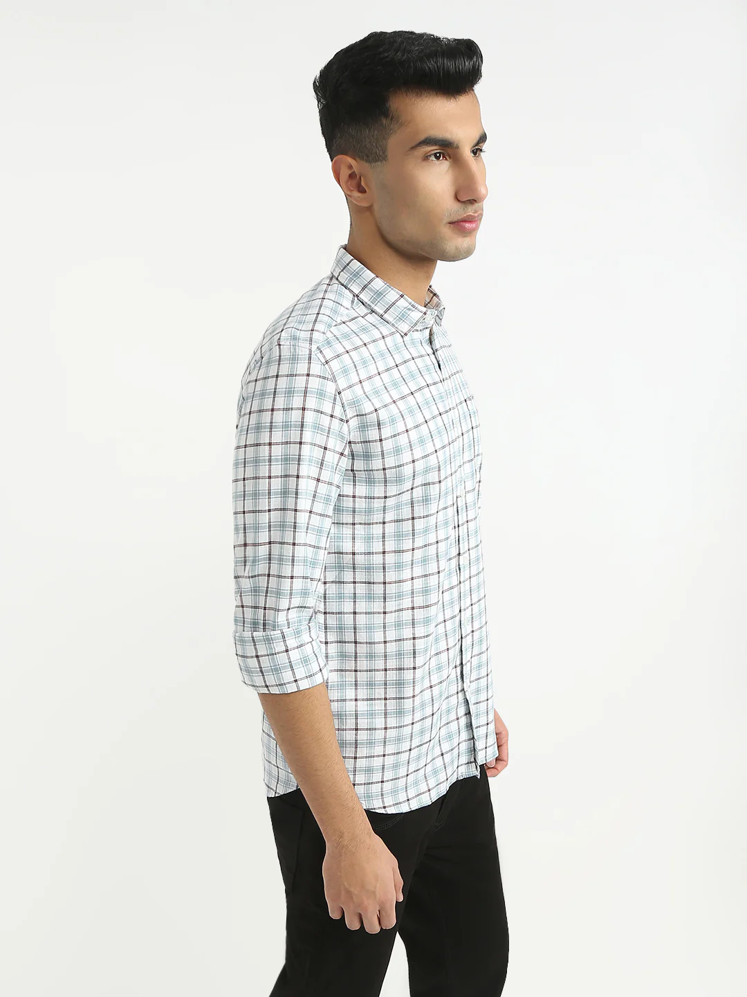 Parx Men White Checks Slim Fit Cotton Casual Shirt - Image 2