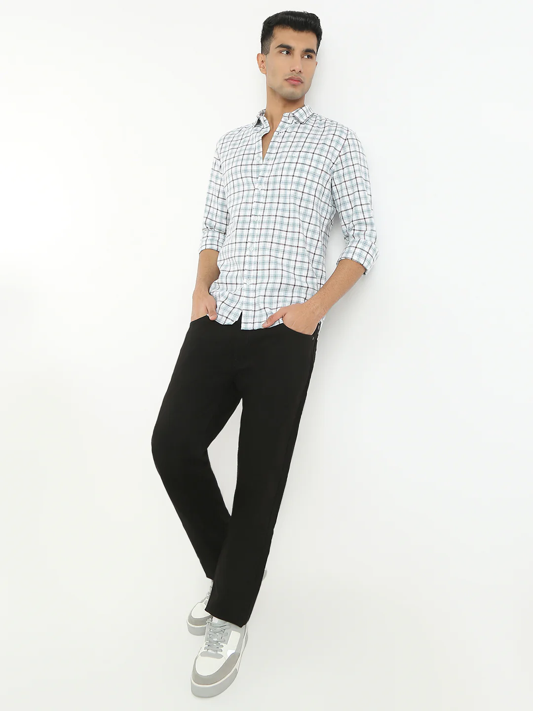Parx Men White Checks Slim Fit Cotton Casual Shirt - Image 5
