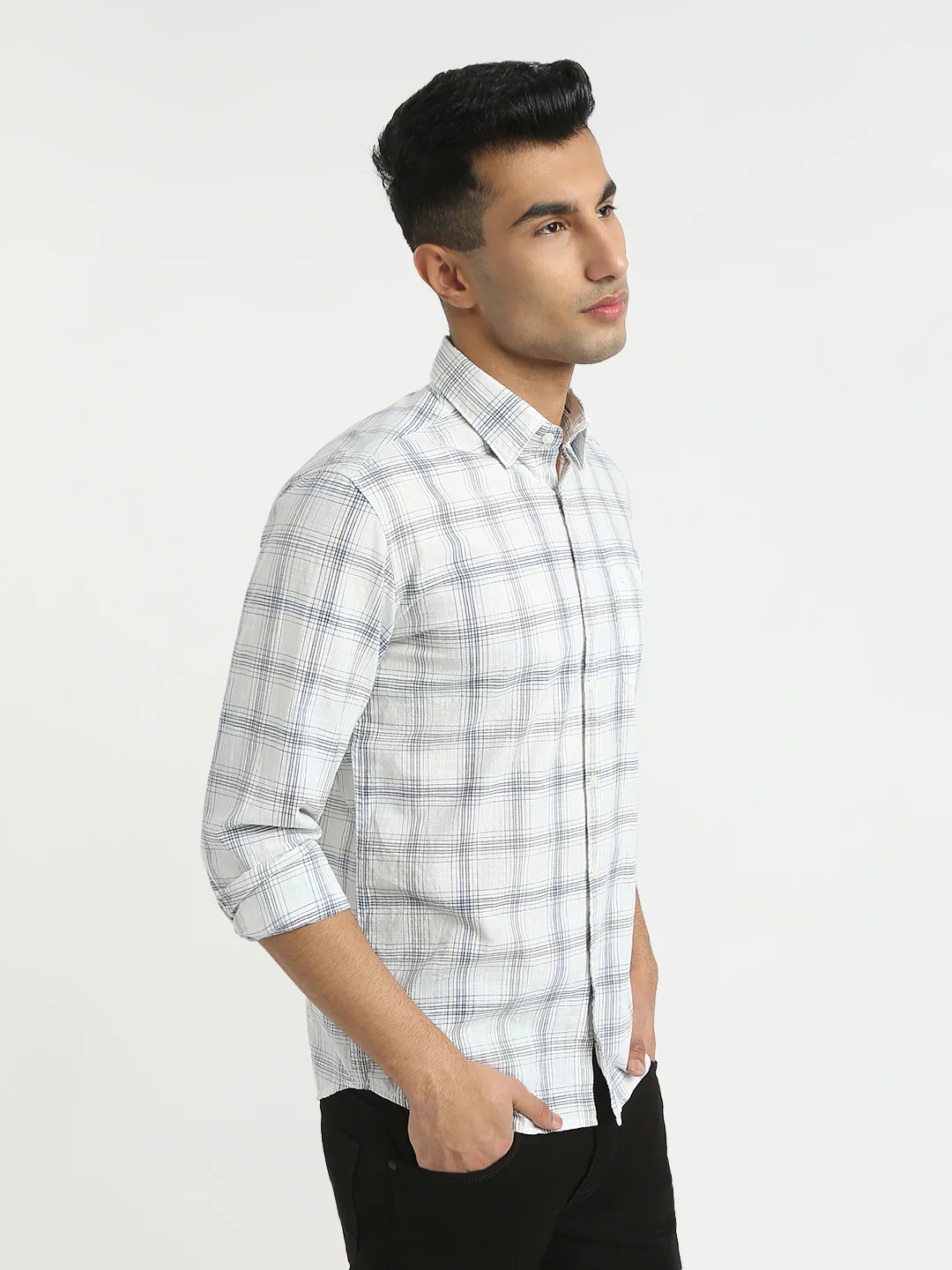 Parx Men White Checks Slim Fit Cotton Casual Shirt - Image 2