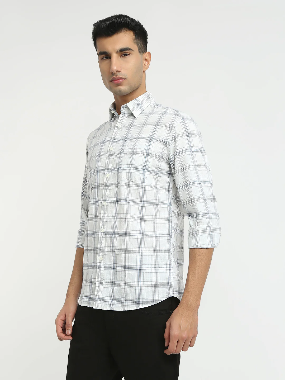 Parx Men White Checks Slim Fit Cotton Casual Shirt - Image 3
