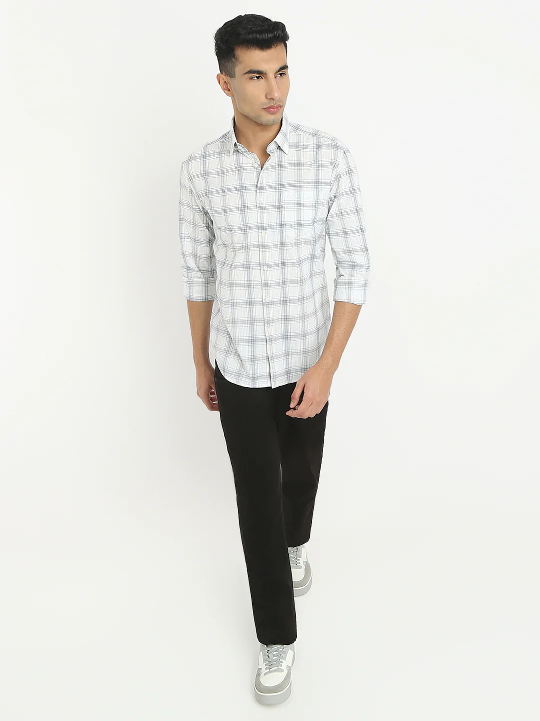 Parx Men White Checks Slim Fit Cotton Casual Shirt - Image 5
