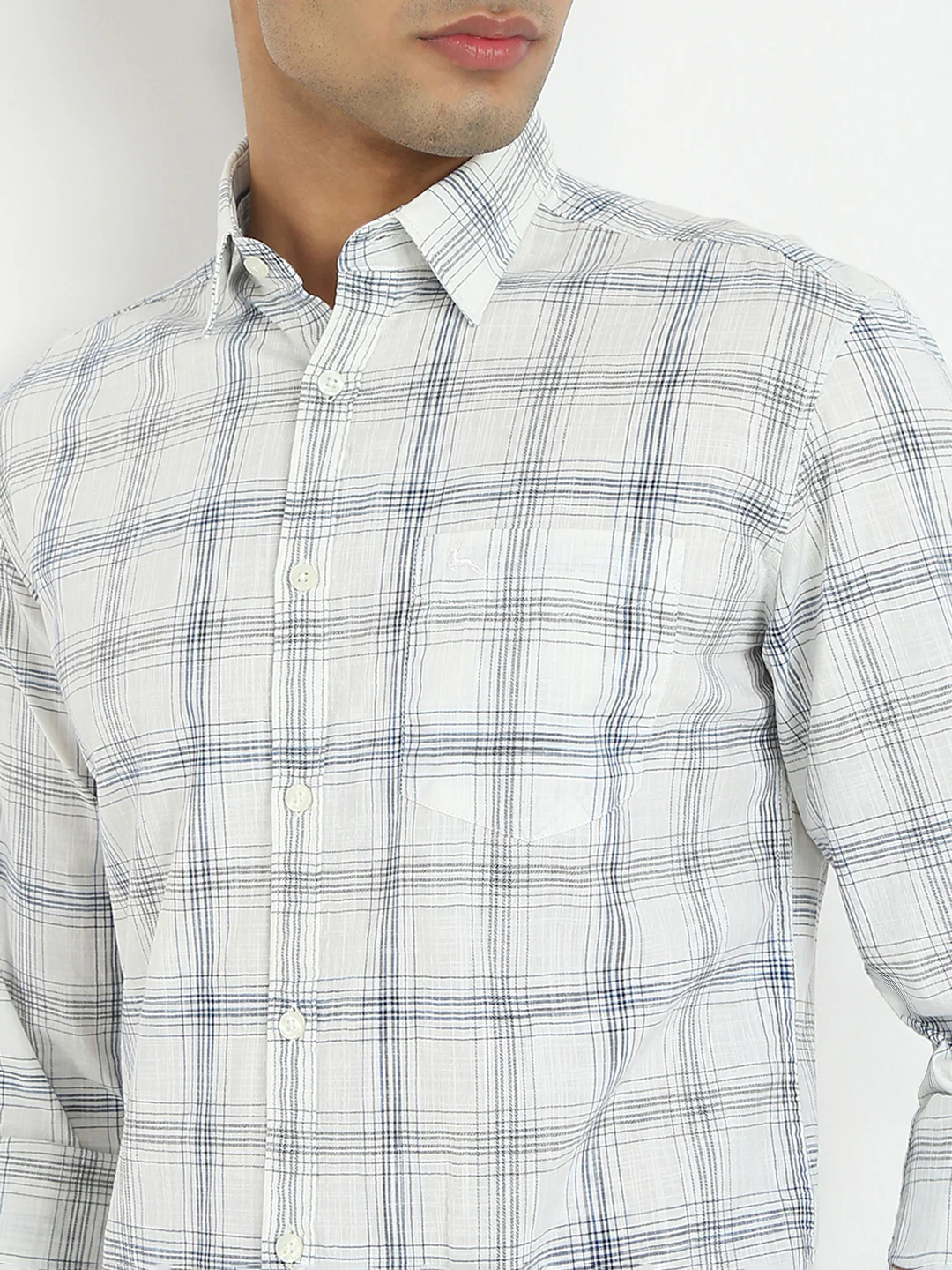 Parx Men White Checks Slim Fit Cotton Casual Shirt - Image 6