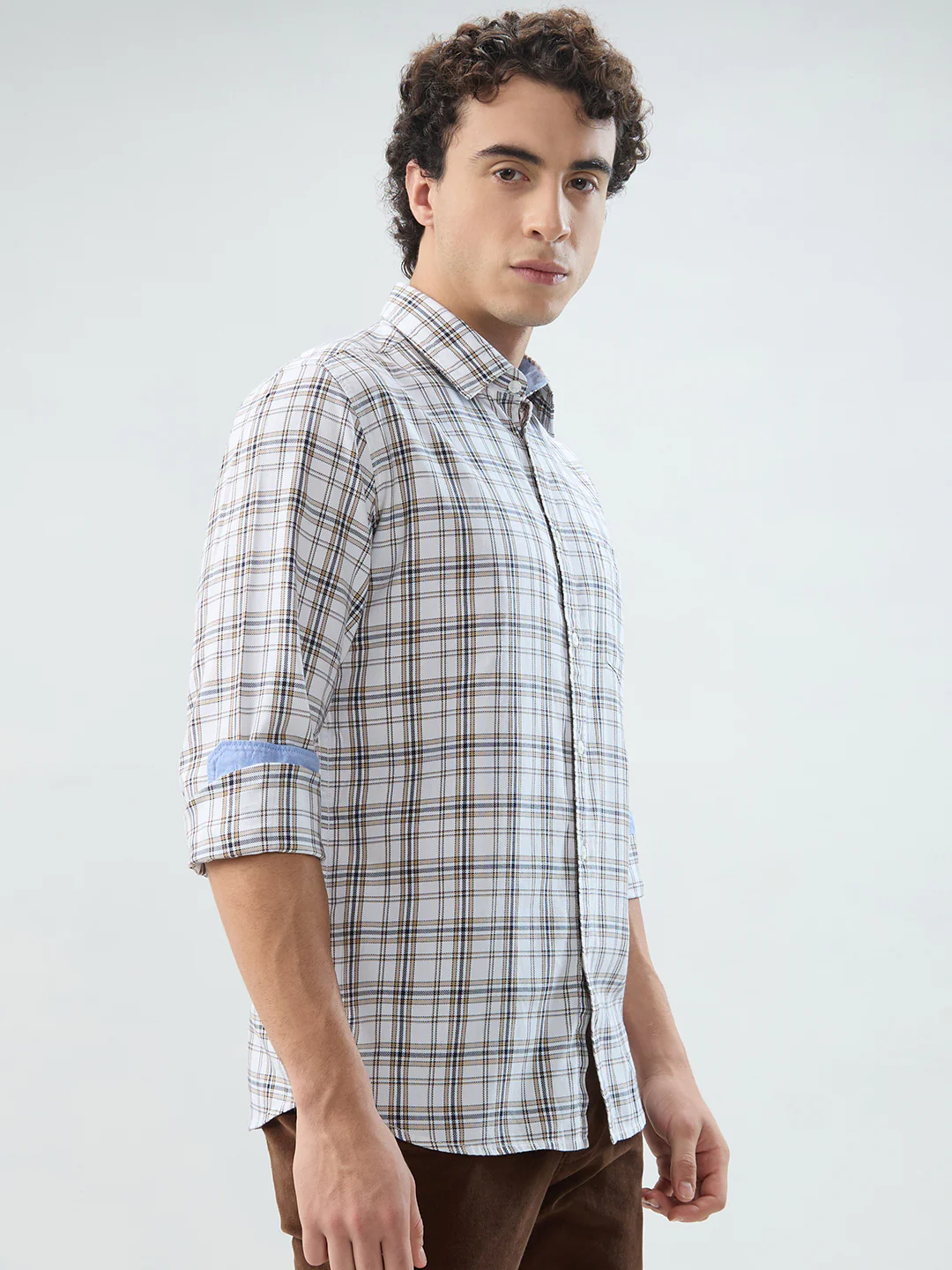 Parx Men White Checks Slim Fit Cotton Shirt - Image 2