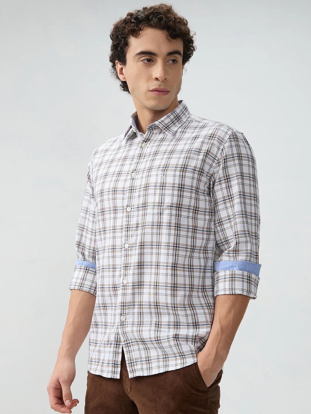 Parx Men White Checks Slim Fit Cotton Shirt - Image 3