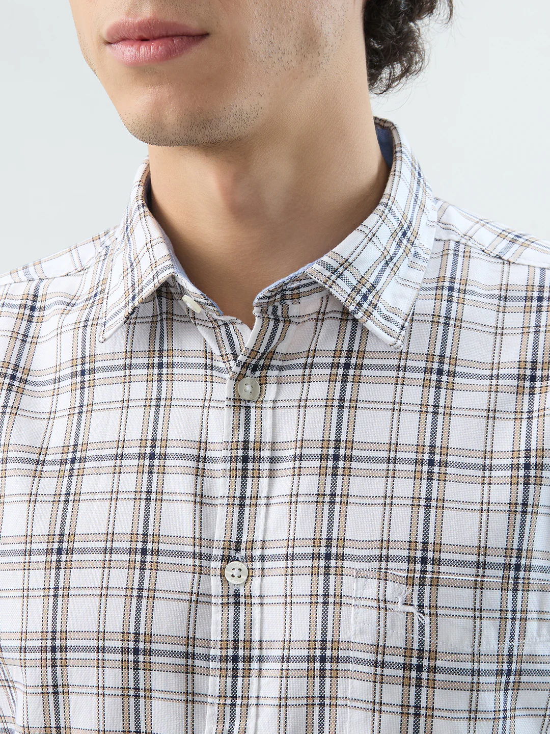 Parx Men White Checks Slim Fit Cotton Shirt - Image 6