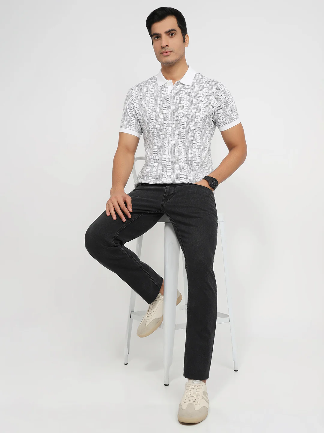 Parx Men White Print Regular Fit Cotton T-shirt - Image 5