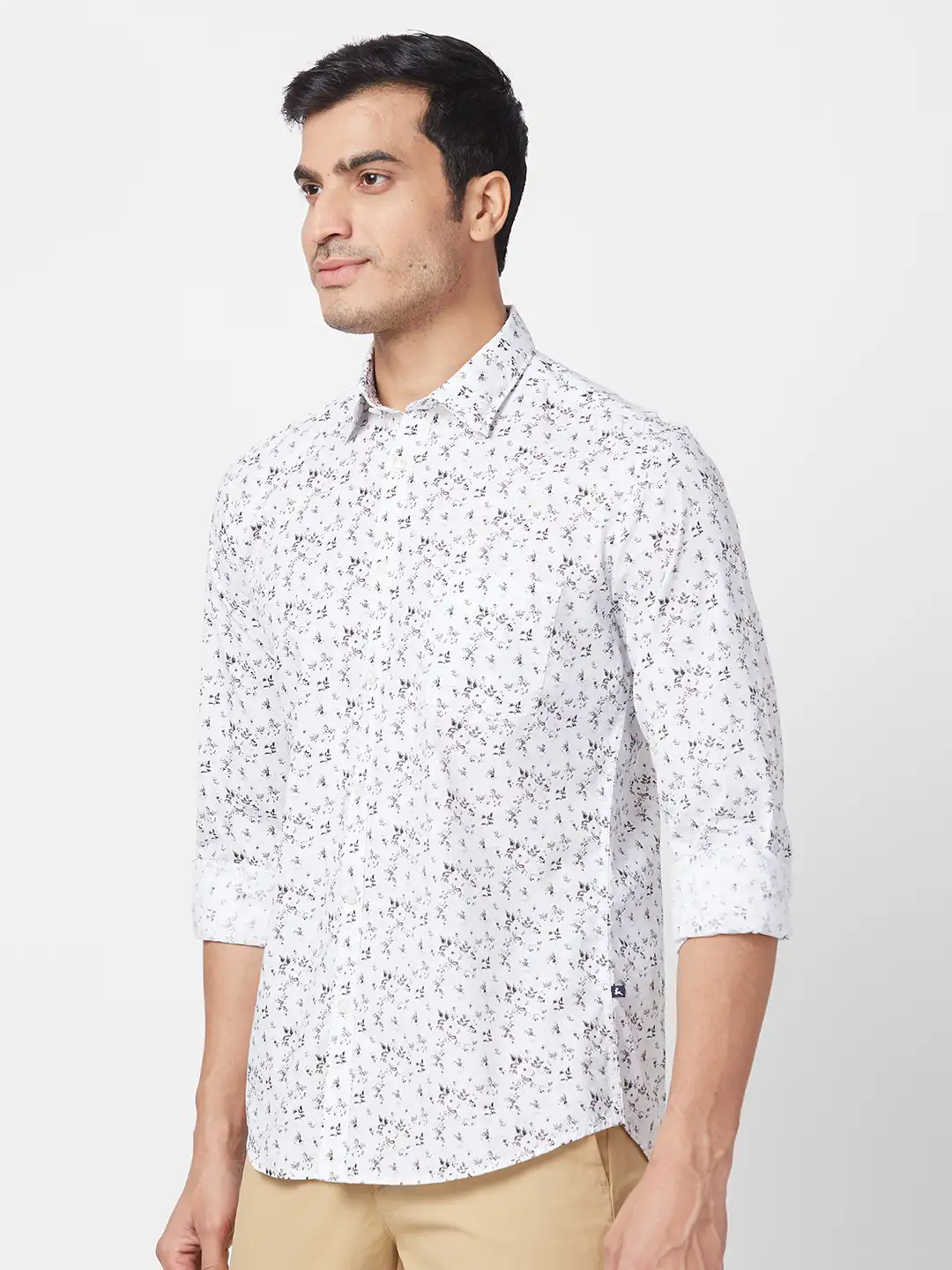 Parx Men White Print Slim Fit Cotton Full Sleeve Cutaway Collar Shirt - Image 3