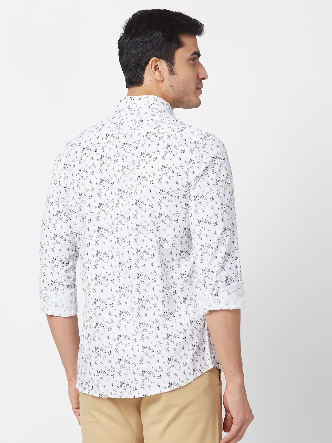 Parx Men White Print Slim Fit Cotton Full Sleeve Cutaway Collar Shirt - Image 4
