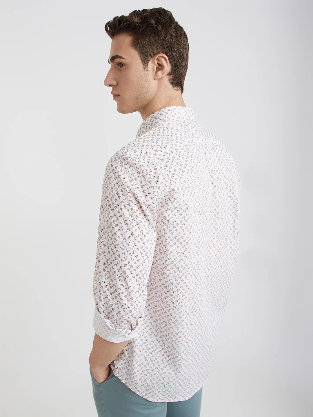 Parx Men White Print Slim Fit Cotton Full Sleeve Shirts - Image 4