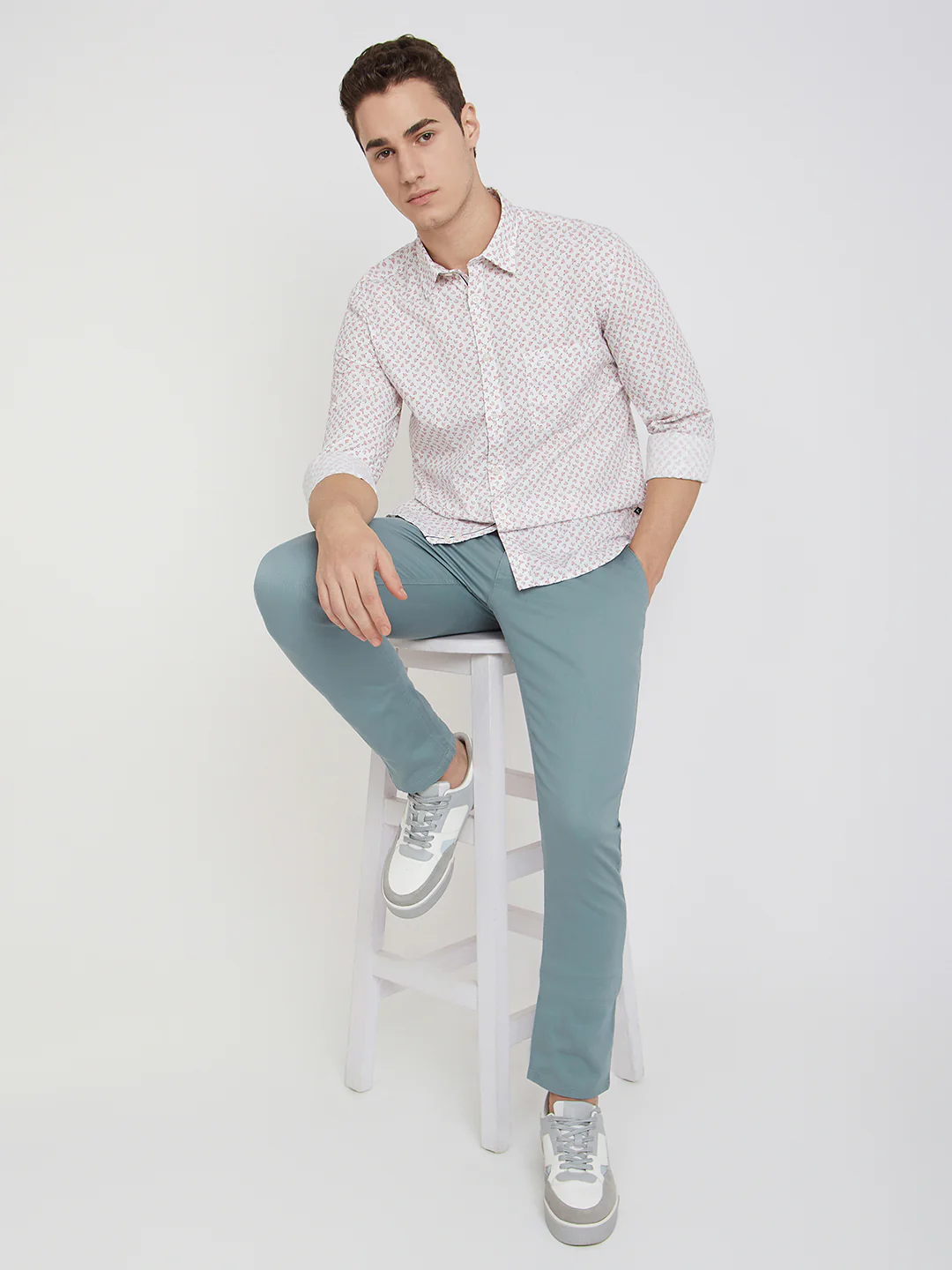 Parx Men White Print Slim Fit Cotton Full Sleeve Shirts - Image 5