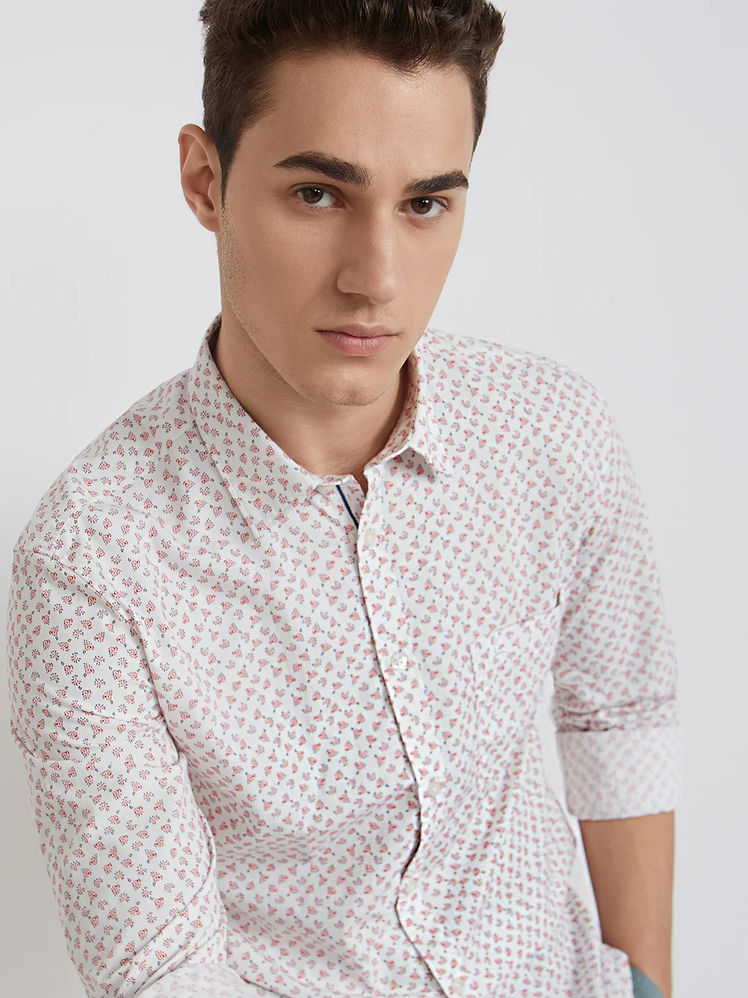 Parx Men White Print Slim Fit Cotton Full Sleeve Shirts - Image 6