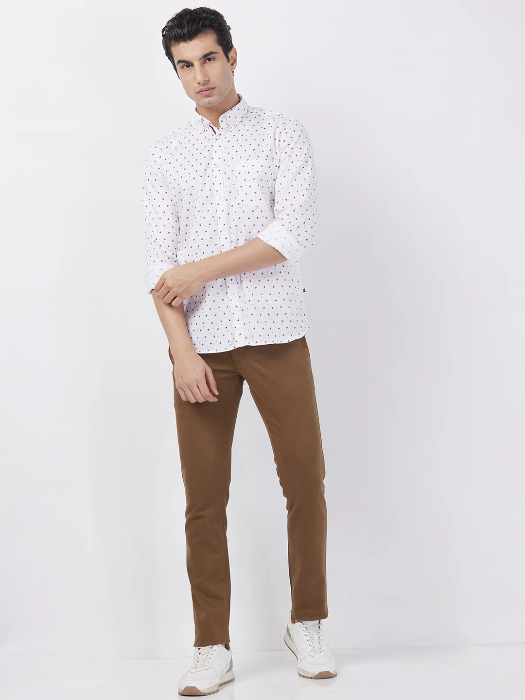 Parx Men White Print Slim Fit Cotton Shirt - Image 5