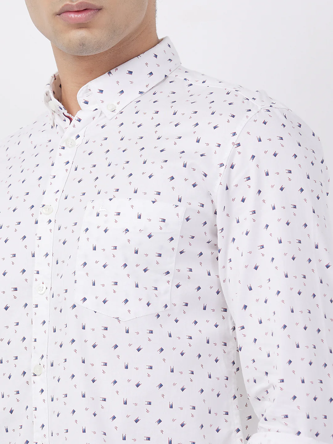Parx Men White Print Slim Fit Cotton Shirt - Image 6