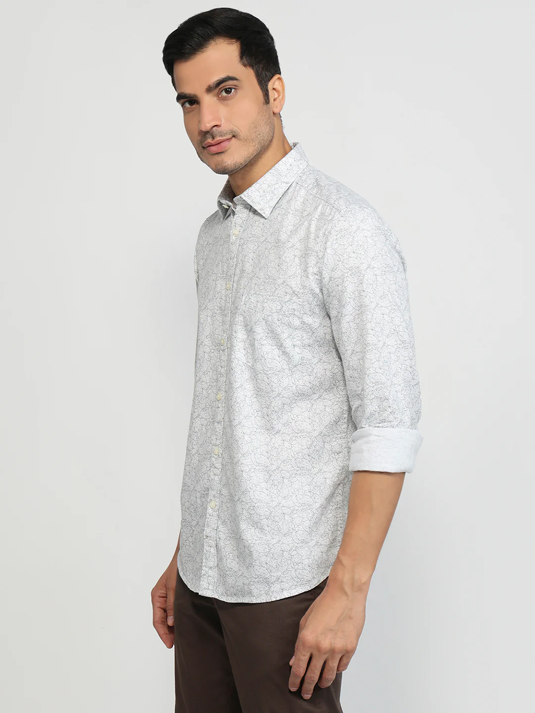 Parx Men White Print Slim Fit Cotton Shirt - Image 2