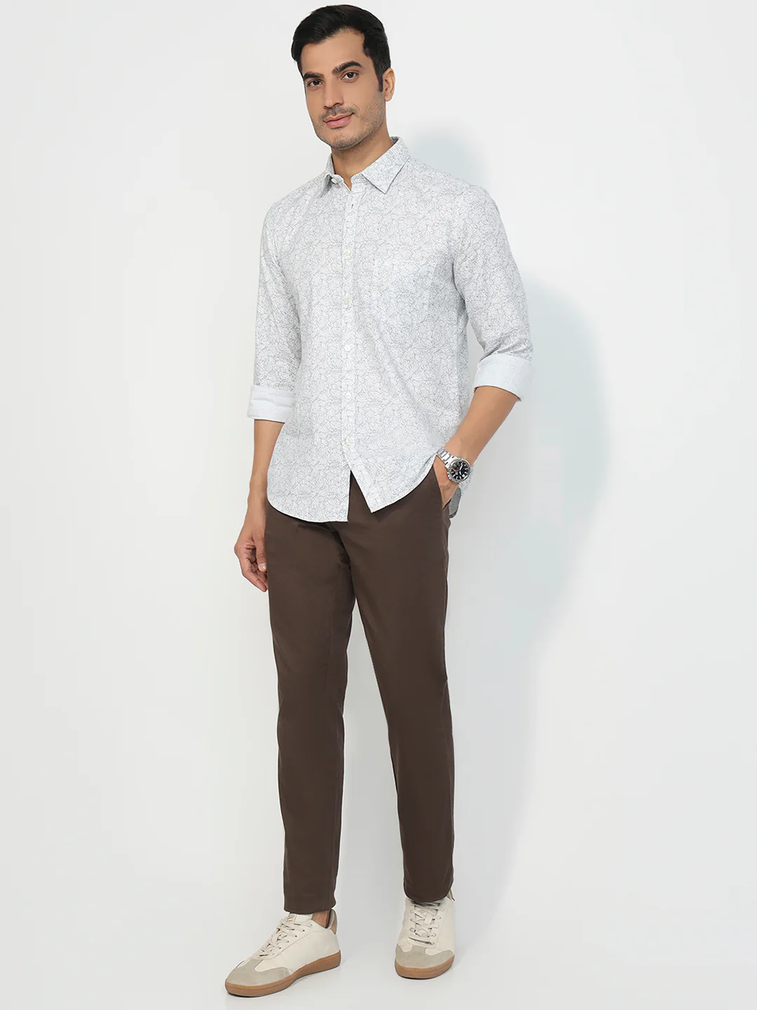 Parx Men White Print Slim Fit Cotton Shirt - Image 5