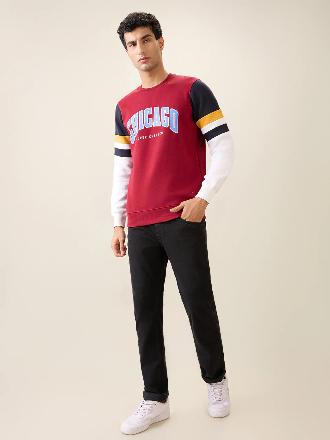 Parx Men White Printed Regular Fit Cotton Blend Full Sleeve Round Neck Collar Sweatshirt - Image 5