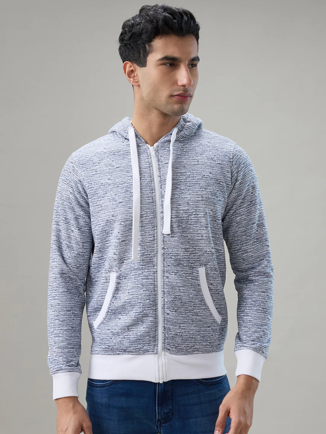 Parx Men White Printed Regular Fit Cotton Blend Sweatshirt
