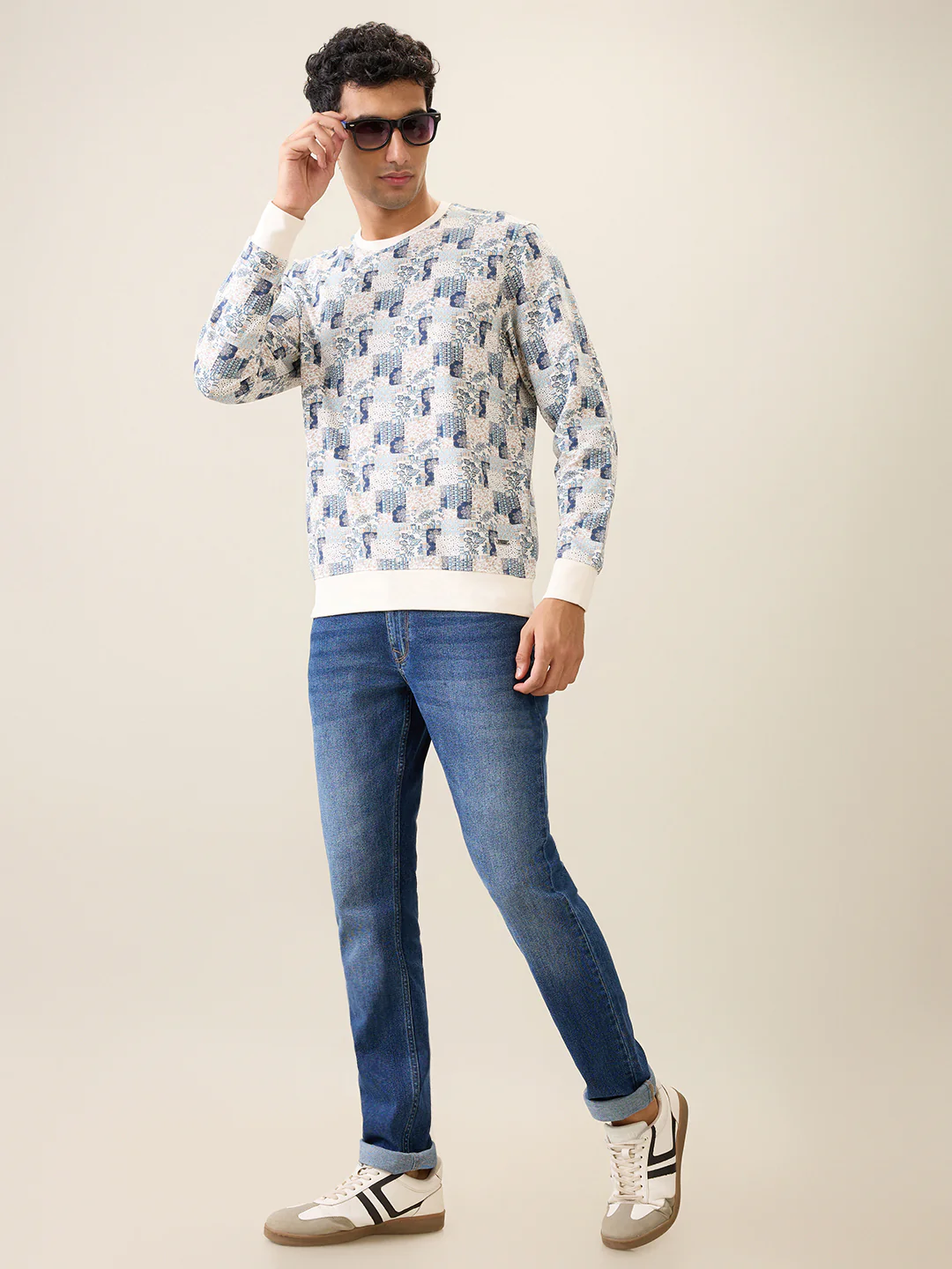 Parx Men White Printed Regular Fit Cotton Full Sleeve Round Neck Collar Sweatshirt - Image 6