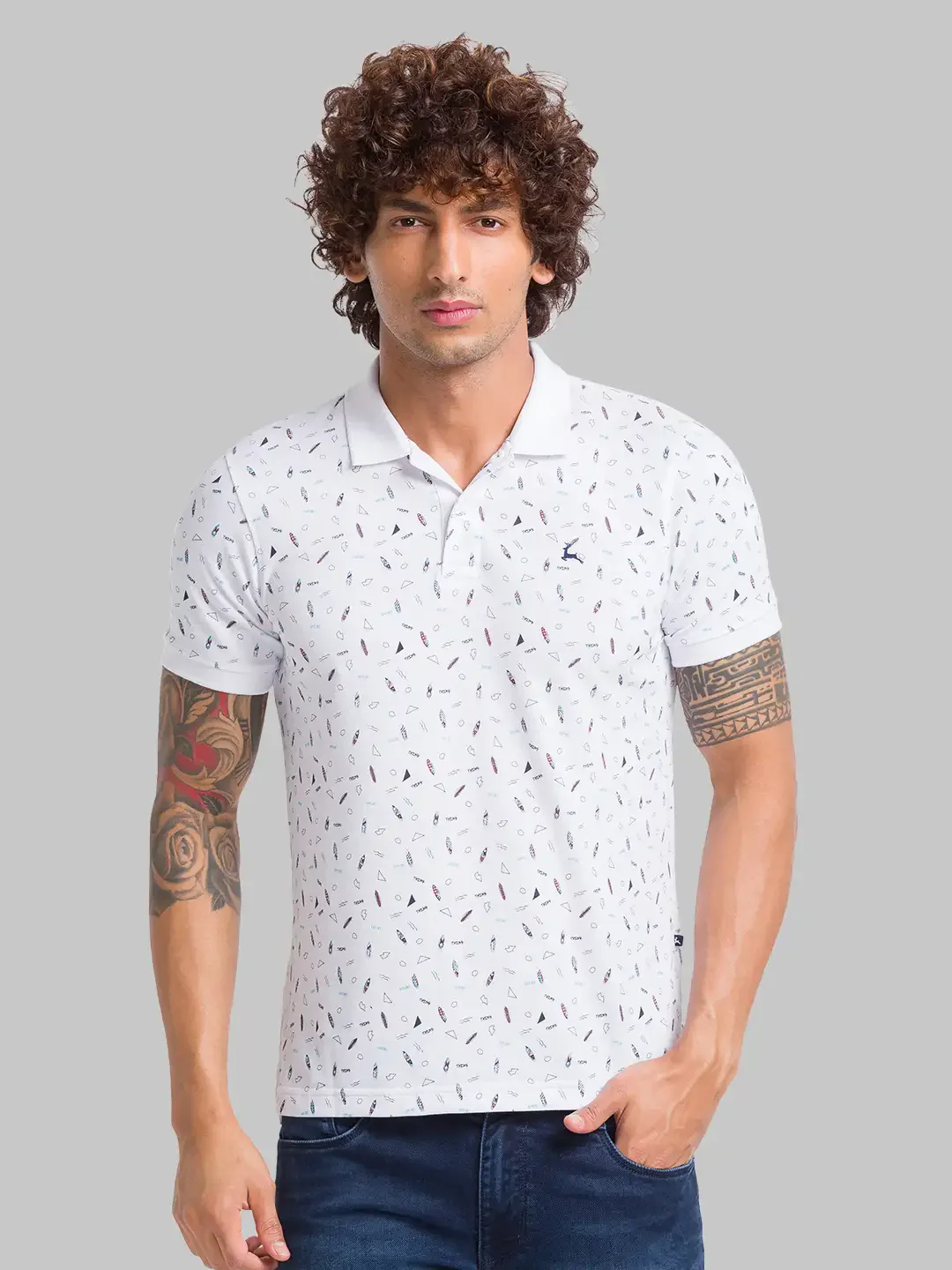 Parx Men White Printed Regular Fit Cotton T-Shirt