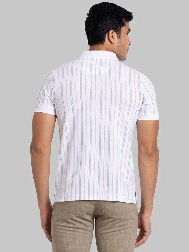Parx Men White Printed Regular Fit Half Sleeve Polo Neck T-Shirt - Image 4