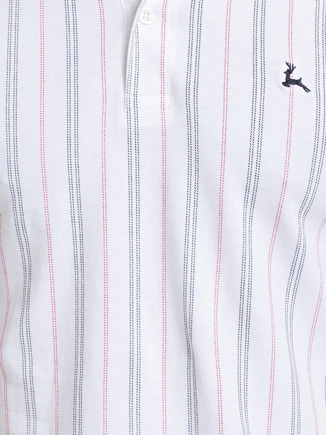 Parx Men White Printed Regular Fit Half Sleeve Polo Neck T-Shirt - Image 7