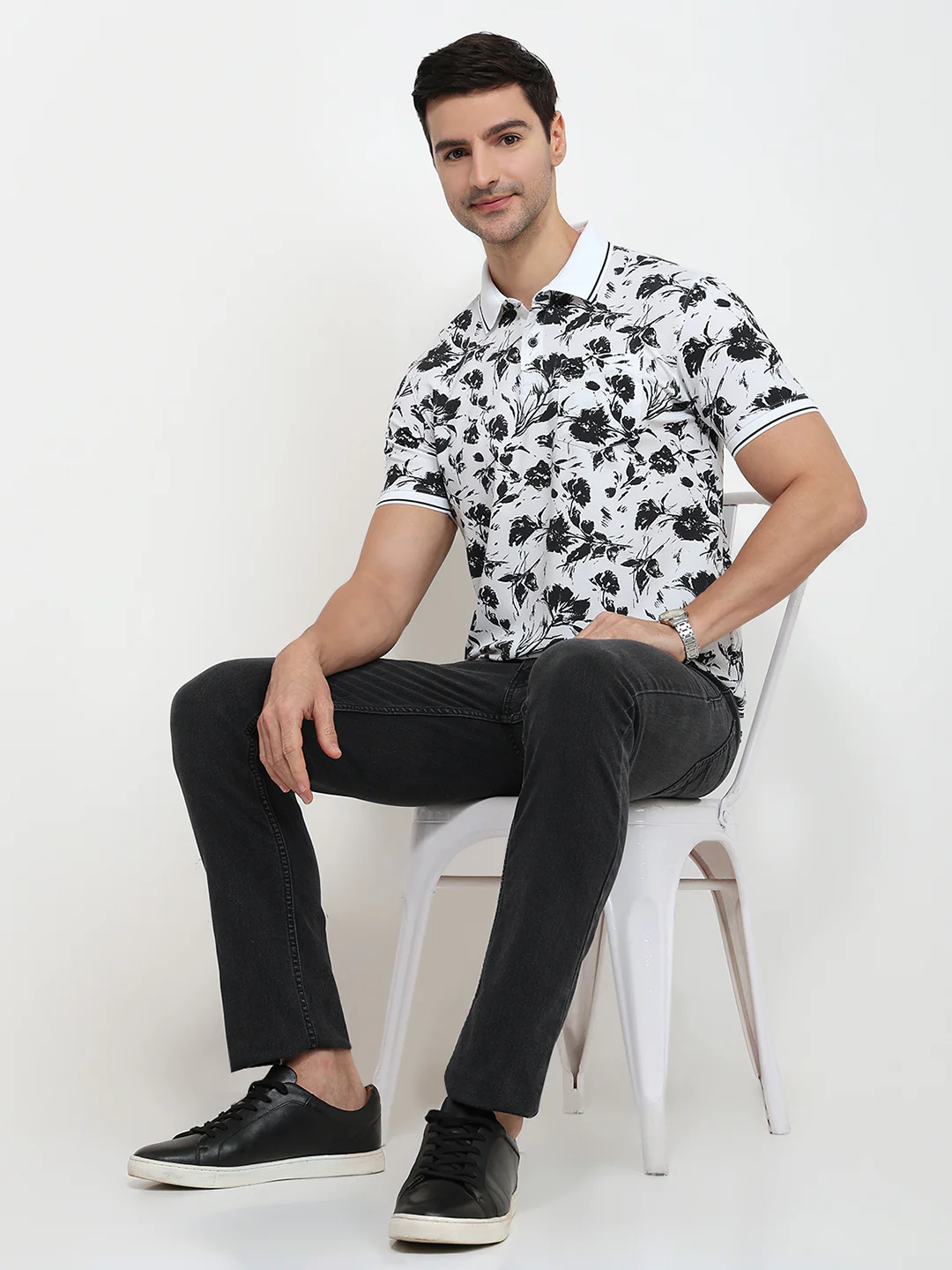 Parx Men White Printed Regular Fit Rayon Blend T-Shirt - Image 5