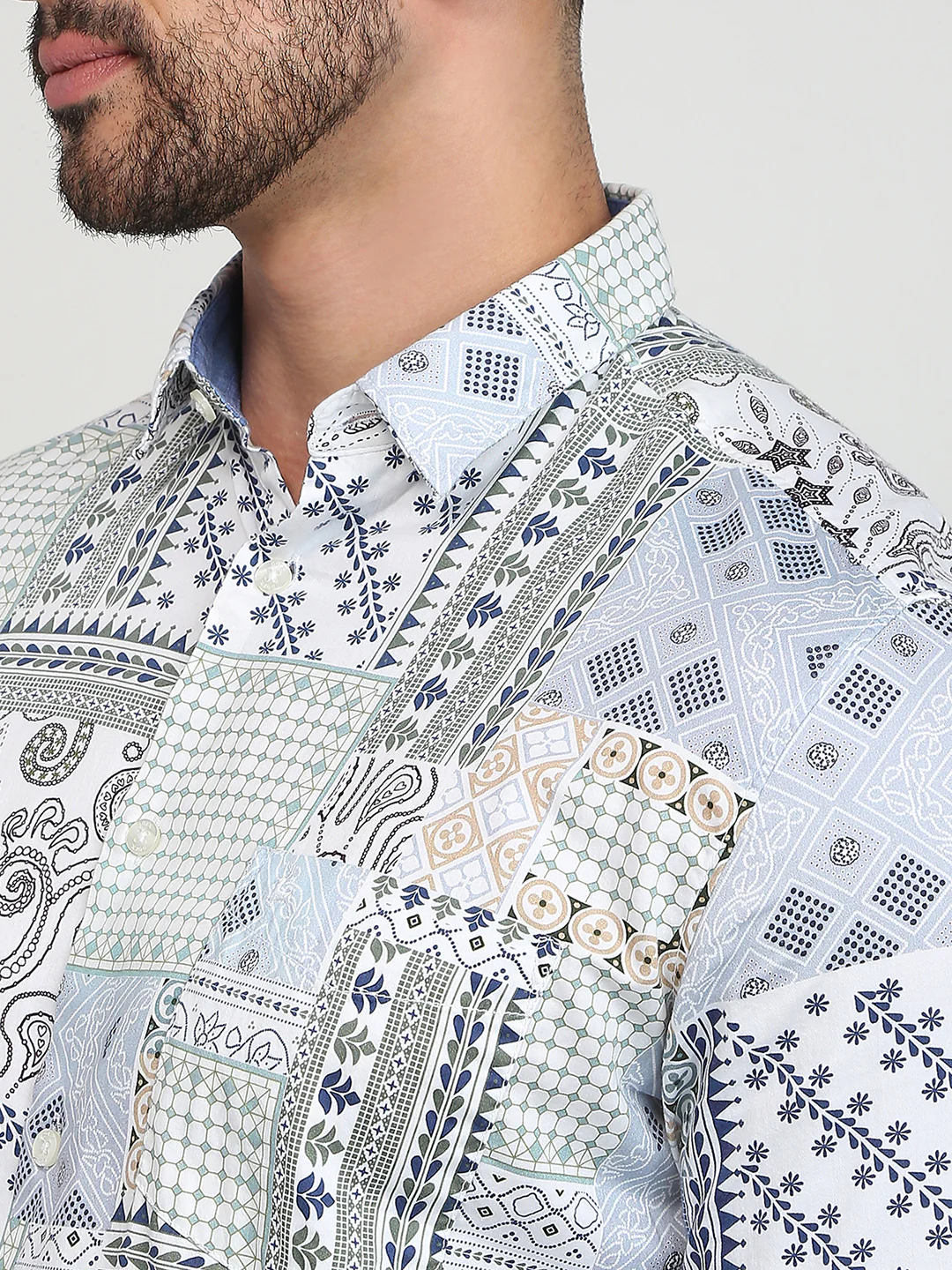 Parx Men White Printed Slim Fit Cotton Casual Shirt - Image 6