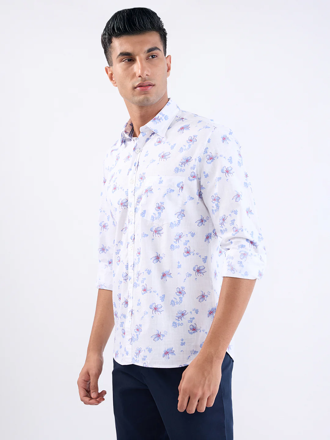 Parx Men White Printed Slim Fit Cotton Casual Shirt - Image 2
