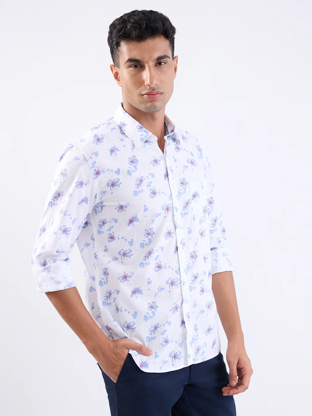 Parx Men White Printed Slim Fit Cotton Casual Shirt - Image 3