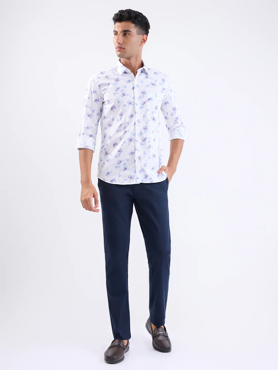 Parx Men White Printed Slim Fit Cotton Casual Shirt - Image 5