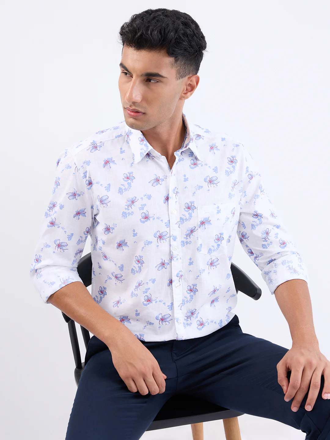 Parx Men White Printed Slim Fit Cotton Casual Shirt - Image 6