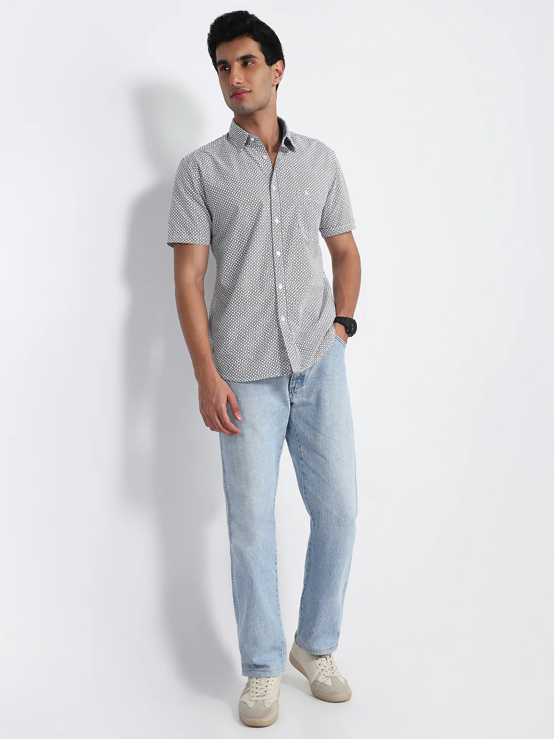 Parx Men White Printed Slim Fit Cotton Casual Shirt - Image 5