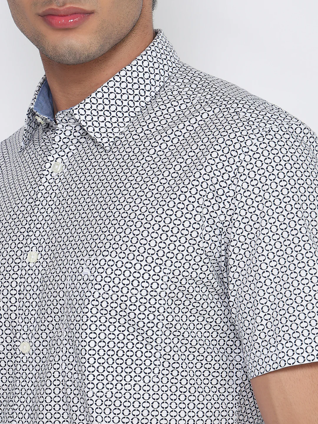 Parx Men White Printed Slim Fit Cotton Casual Shirt - Image 6