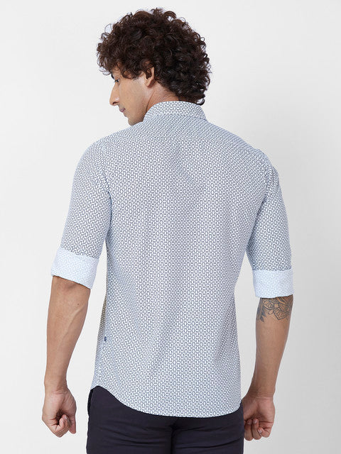 Parx Men White Printed Slim Fit Cotton Casual Shirts - Image 4