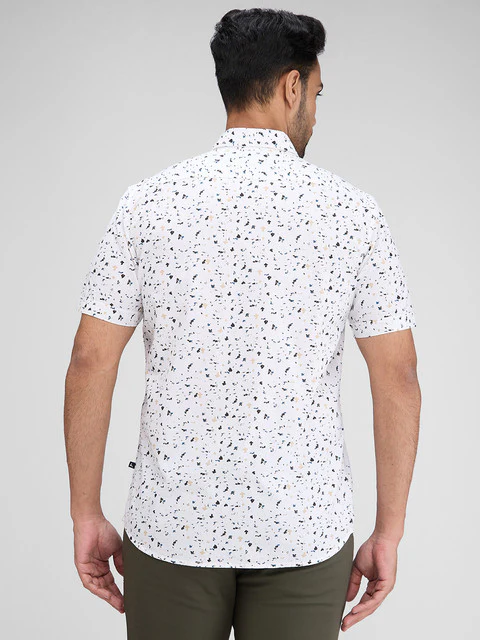 Parx Men White Printed Slim Fit Cotton Shirt - Image 4