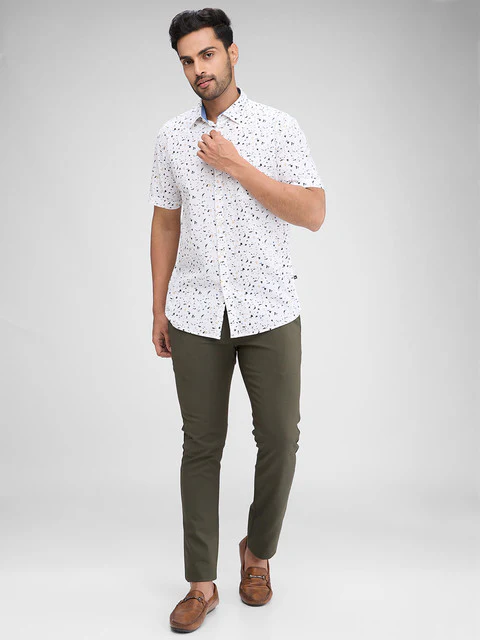 Parx Men White Printed Slim Fit Cotton Shirt - Image 5