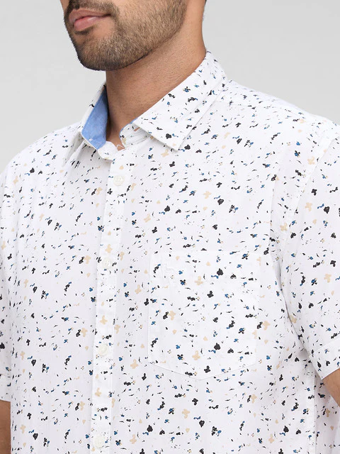 Parx Men White Printed Slim Fit Cotton Shirt - Image 6