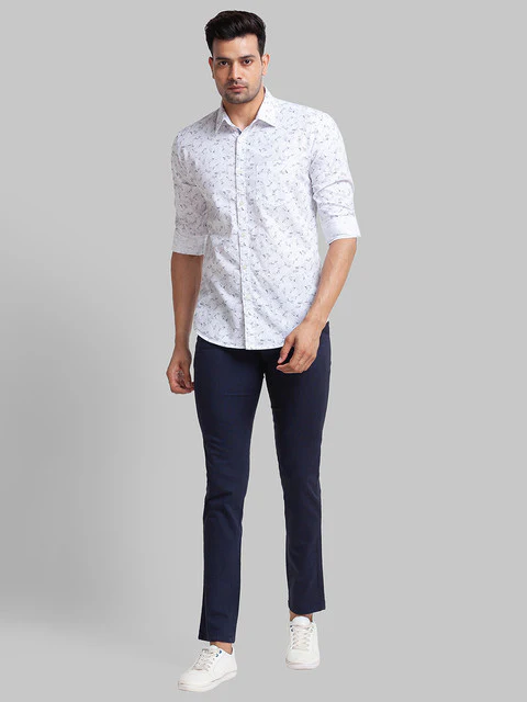 Parx Men White Slim Fit Printed Full Sleeve Cutaway Collar Shirt - Image 5