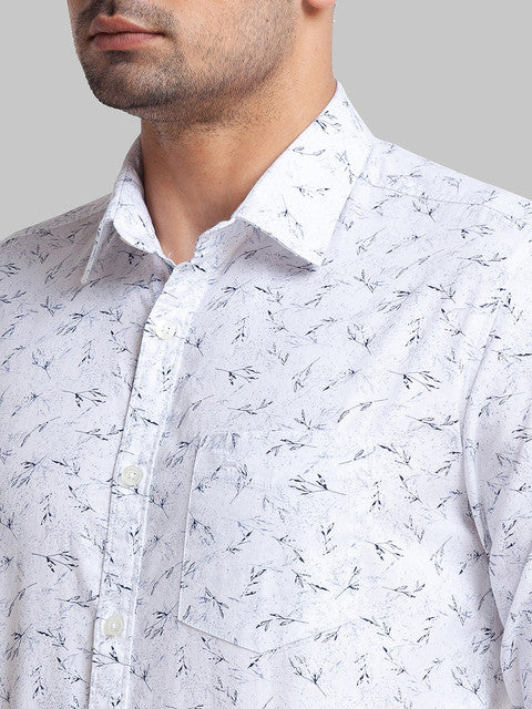 Parx Men White Slim Fit Printed Full Sleeve Cutaway Collar Shirt - Image 6