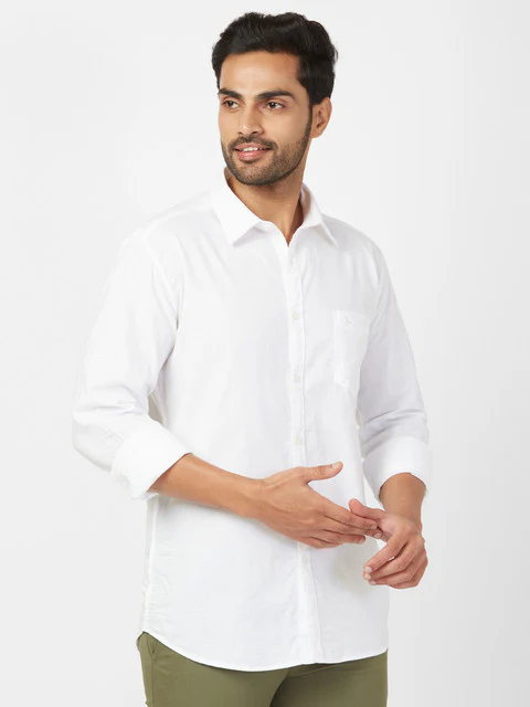 Parx Men White Slim Fit Solid Full Sleeve Cutaway Collar Shirt - Image 2