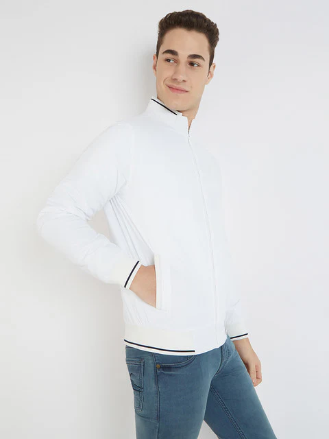 Parx Men White Solid Polyester Jacket - Image 2